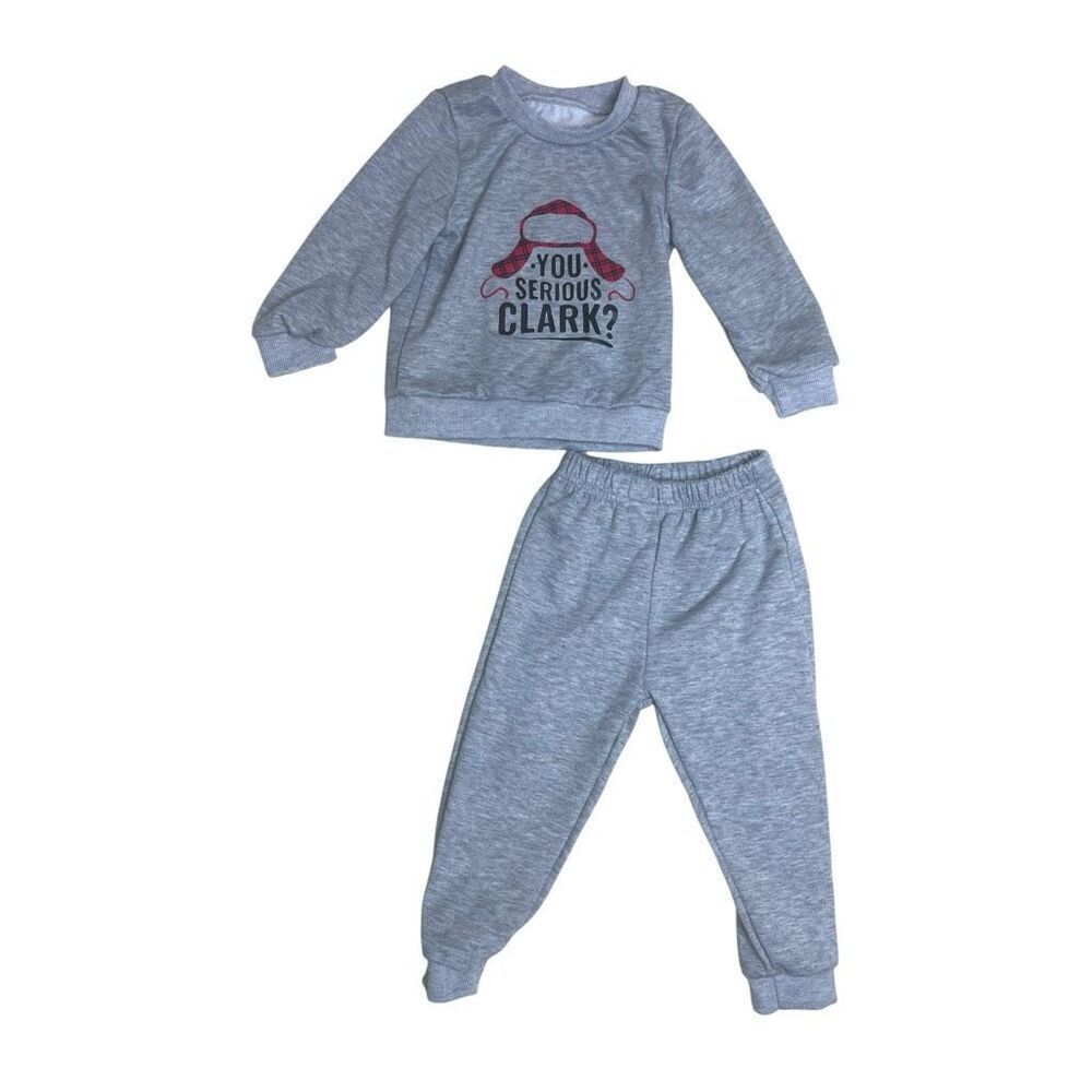 Toddler Christmas Lounge Set “You Serious Clark?” Gray Sweatshirt Pants 18–24M